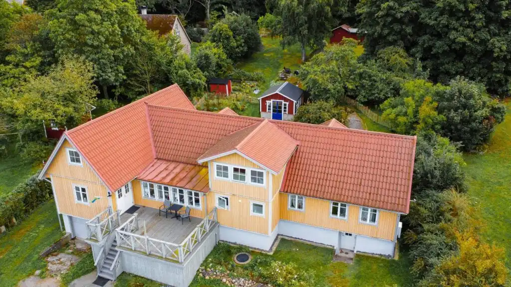 Vogelperspektive vom Ferienhaus Istaby in Istaby bei Sölvesborg, Blekinge für große Gruppen