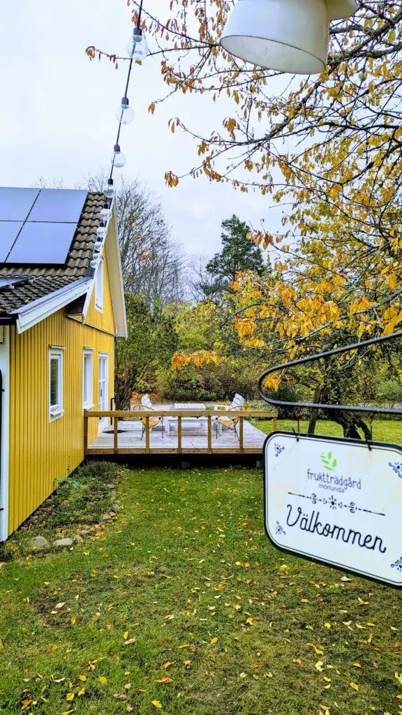 Luftaufnahme der Villa Obstgarten Ferienhaus in Mörlunda Småland