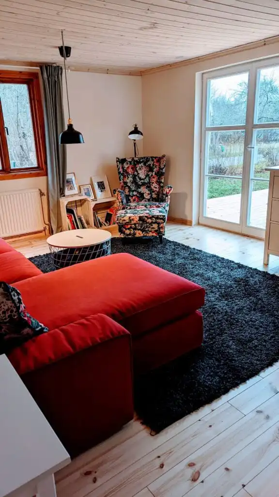 Wohnzimmer im Ferienhaus Villa Obstgarten in Mörlunda Småland
