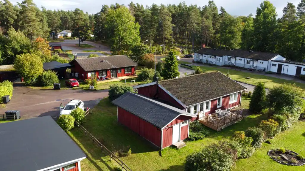 Eingang und Fassade des Ferienhauses Hus Thovid in Småland