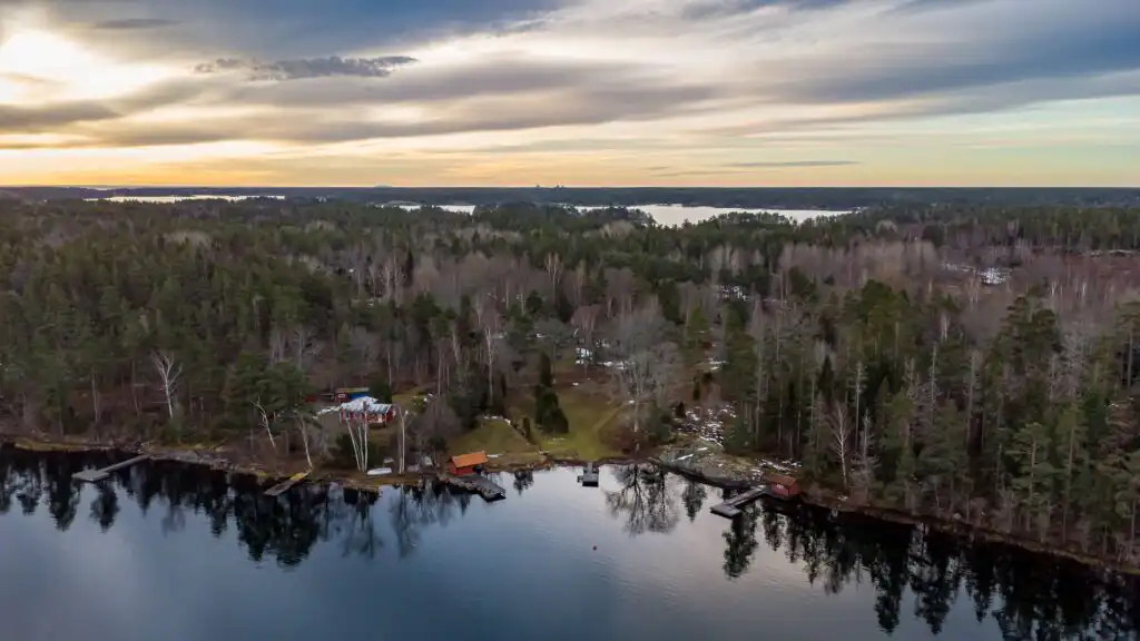 Luftaufnahme vom Schärengarten bei Hus Skärgården in Figeholm