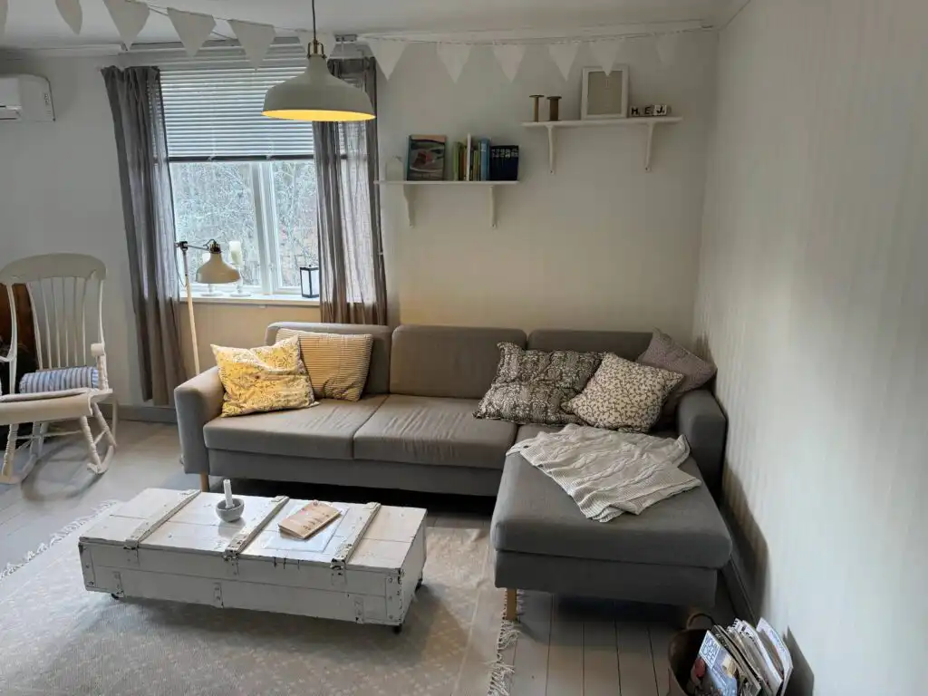 Wohnzimmer im Ferienhaus Hus Anna in Berga – Ferienhaus in Småland mit schwedischem Charakter