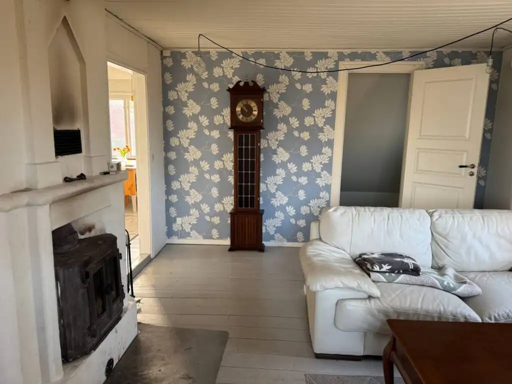 Wohnzimmer im Ferienhaus Hus Blommenshöns bei Ruda – gemütliches kleines Schwedenhaus in Småland