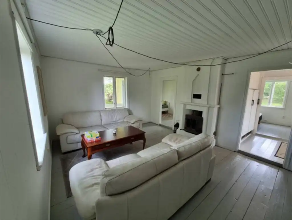 Wohnzimmer im Ferienhaus Hus Blommenshöns bei Ruda – kleines Schwedenhaus in ländlicher Umgebung