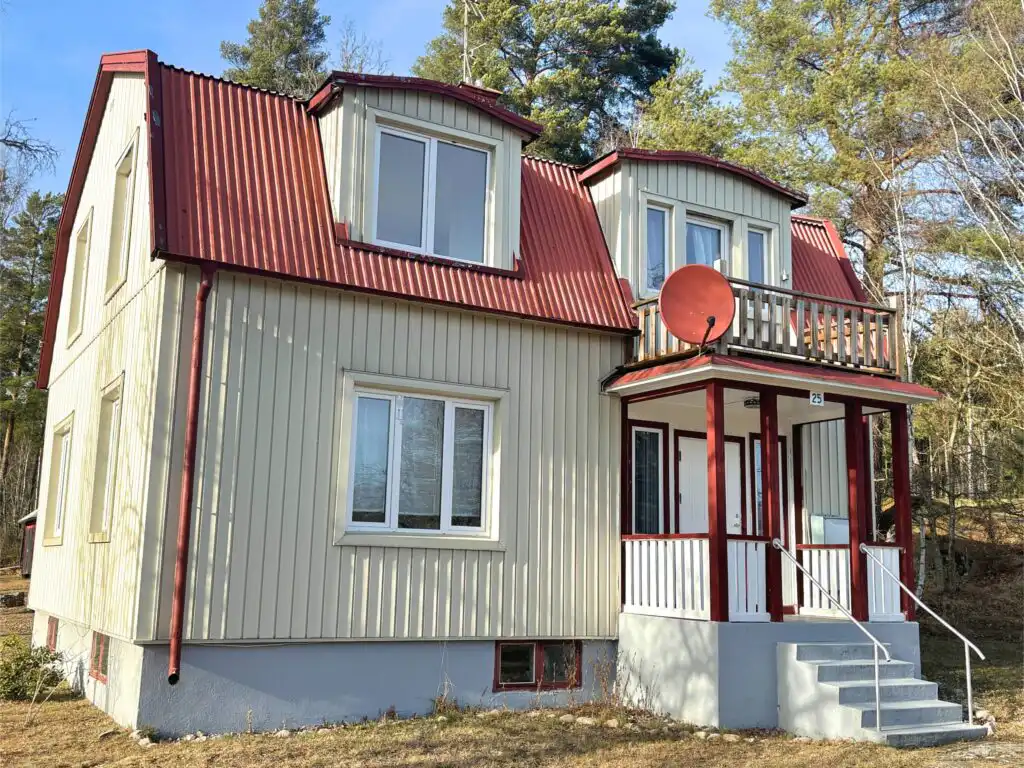 Außenansicht des Ferienhauses beim Michel in Järnforsen – Urlaub in der Astrid-Lindgren-Region Småland