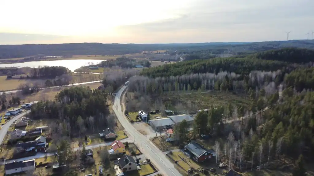 Vogelperspektive auf Järnforsen in Småland – Umgebung des Ferienhauses beim Michel nahe Astrid Lindgrens Värld