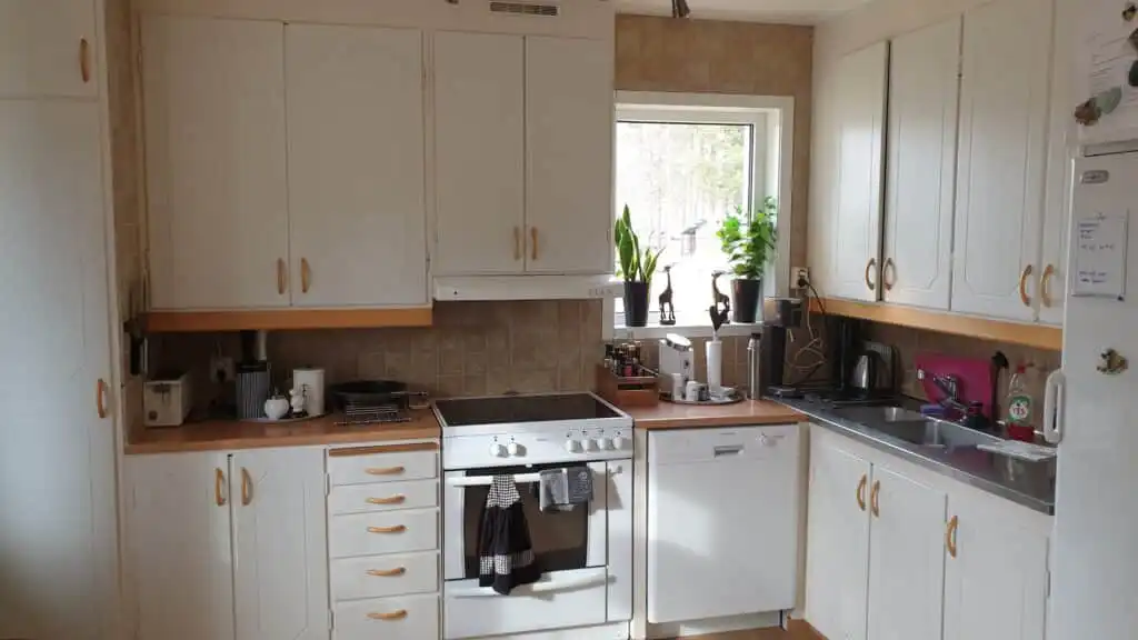Küche mit Essbereich im Ferienhaus Villa Norrland in Vidsel Lappland
