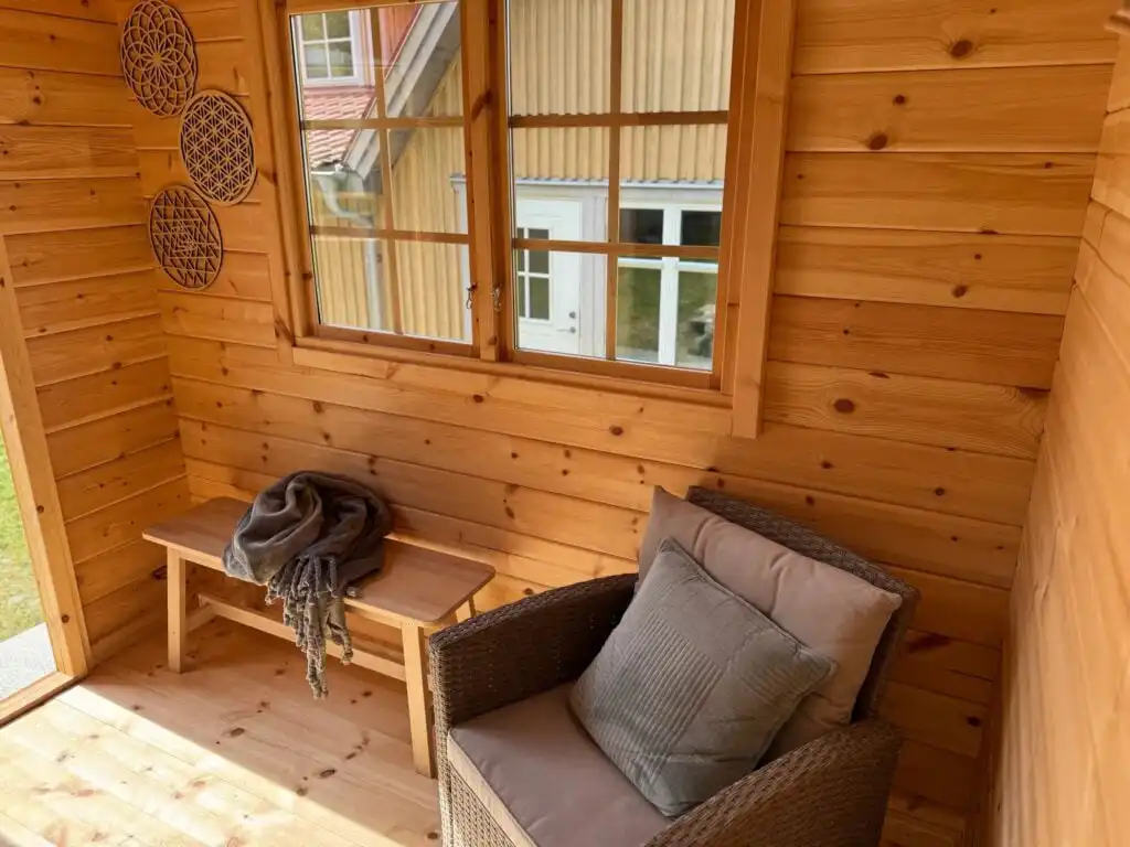 Holzsauna im Garten vom Ferienhaus Istaby in Blekinge