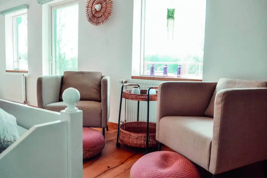 Wohnbereich im Ferienhaus Villa Hjortlund auf der Damwildfarm in Tyringe