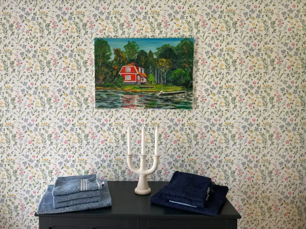 Badezimmerdetail im Ferienhaus Hus Bellö in Hjältevad – Ferienhaus in Småland