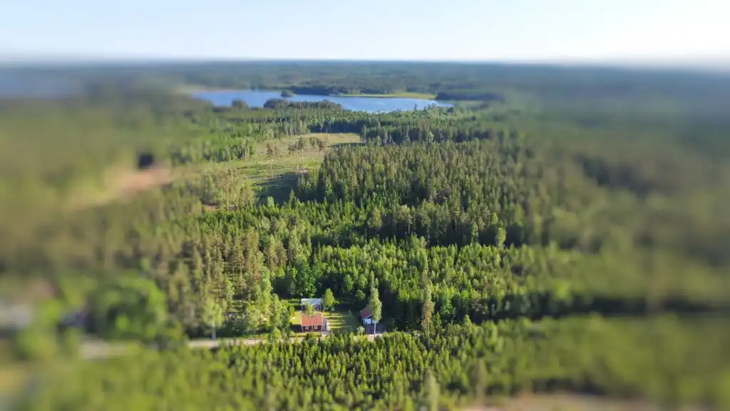 Vogelperspektive rund um das Ferienhaus Hus Jorgentorp – Natur und Wälder in der Region Emmaboda