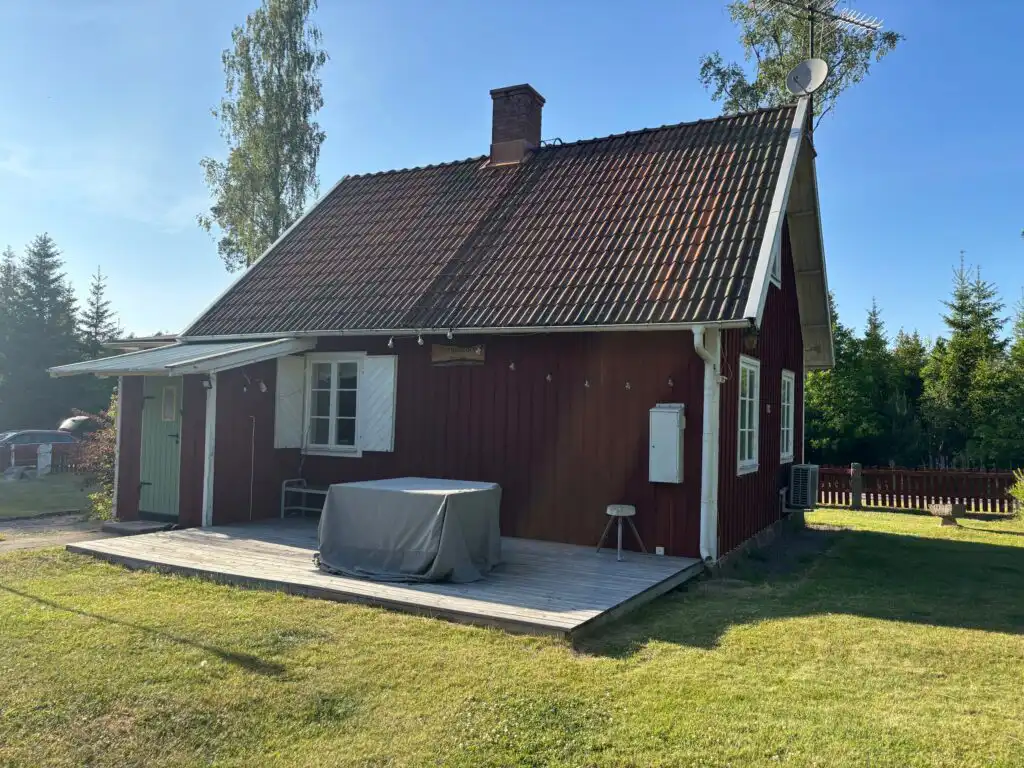 Hauptansicht vom Ferienhaus Hus Jorgentorp – klassisches Schwedenhaus mit Garten