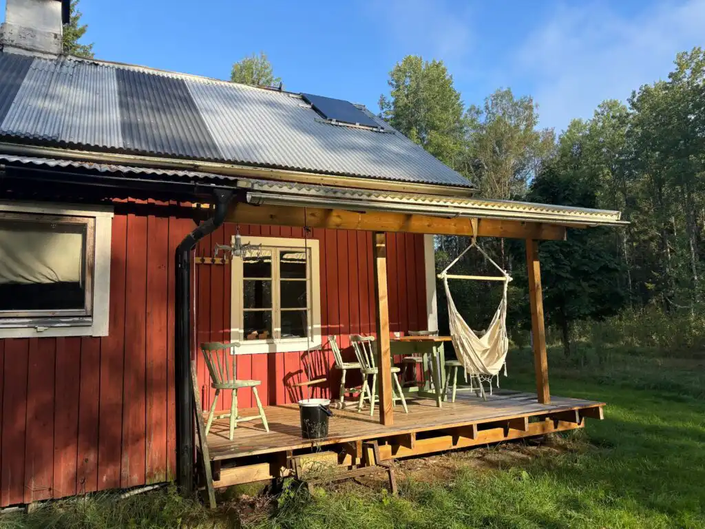 Terrasse am Ferienhaus Hus Blommekulla bei Högsby – Natururlaub in Småland