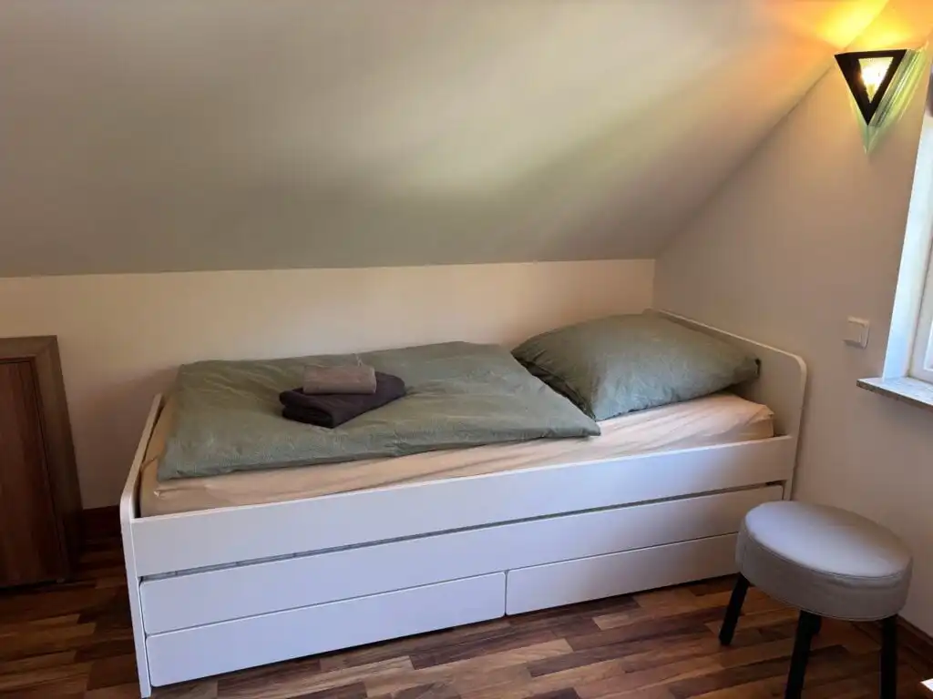 Gemütliches Schlafzimmer im Ferienhaus Naturhus Broby in Skåne