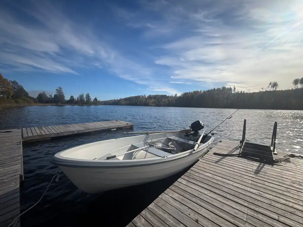 Boot am See bei der Ferienwohnung Seeglück Lea in Medelpad bei Sundsvall