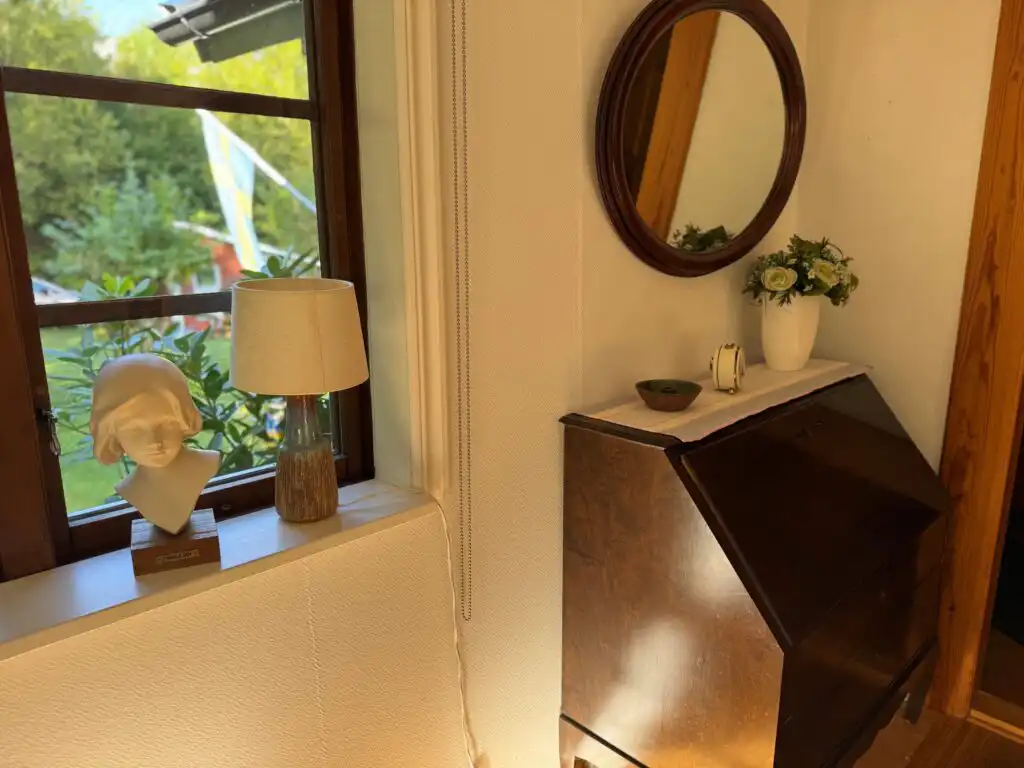 Wohnzimmer im Smedens Hus – gemütliches Ferienhaus in einer ehemaligen Schmiede in Blekinge