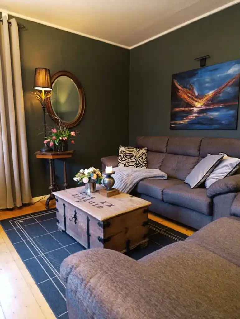 Wohnzimmer im Ferienhaus Hus Fee bei Fredriksberg – gemütliches Schwedenhaus nahe dem Säfsen Resort