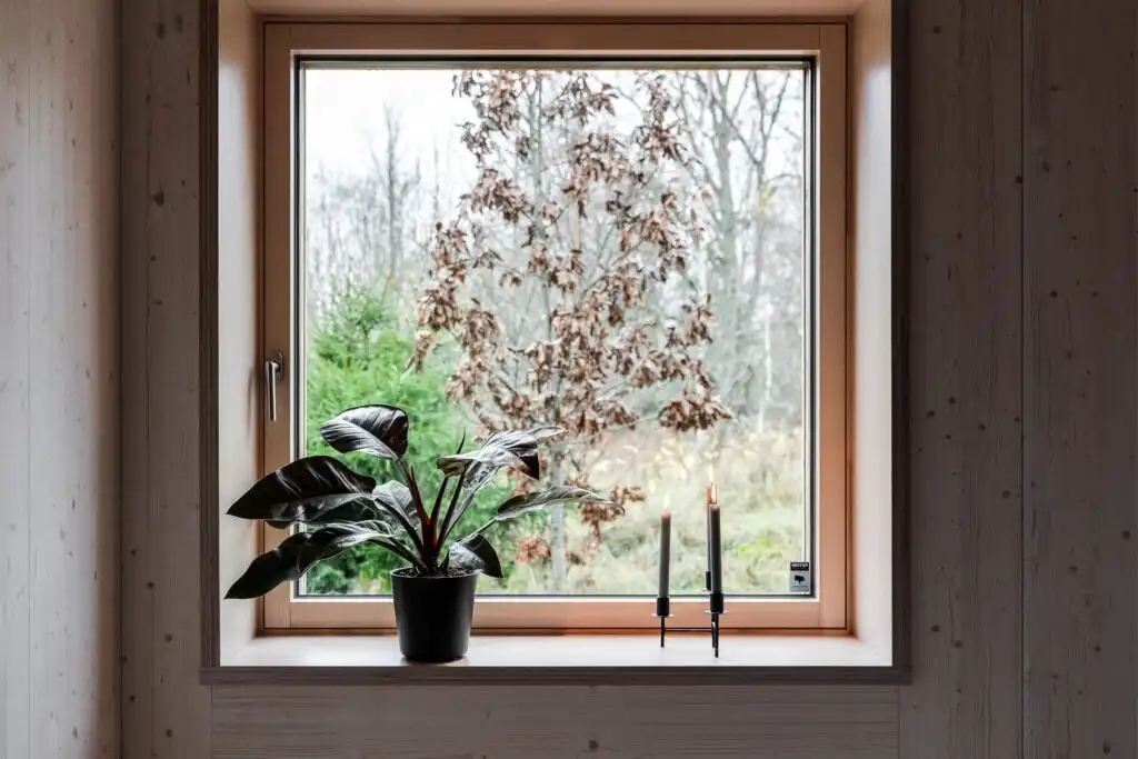 Fensterblick in die Wälder Smålands aus dem CIRCUITUS Ferienhaus