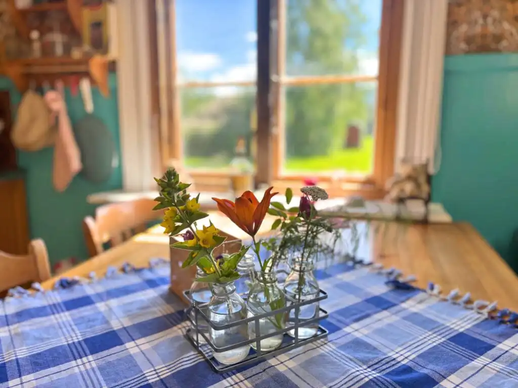 Gemütlicher Essbereich mit Fenster im Ferienhaus Hus Hammerstrand
