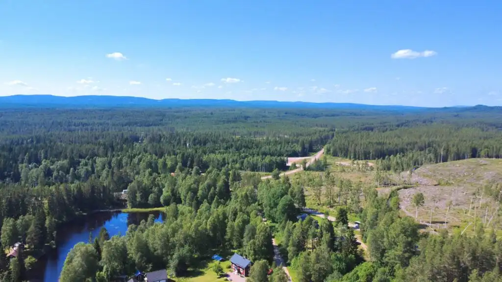 Fluss und Wälder an der Svartälven in Dalarna