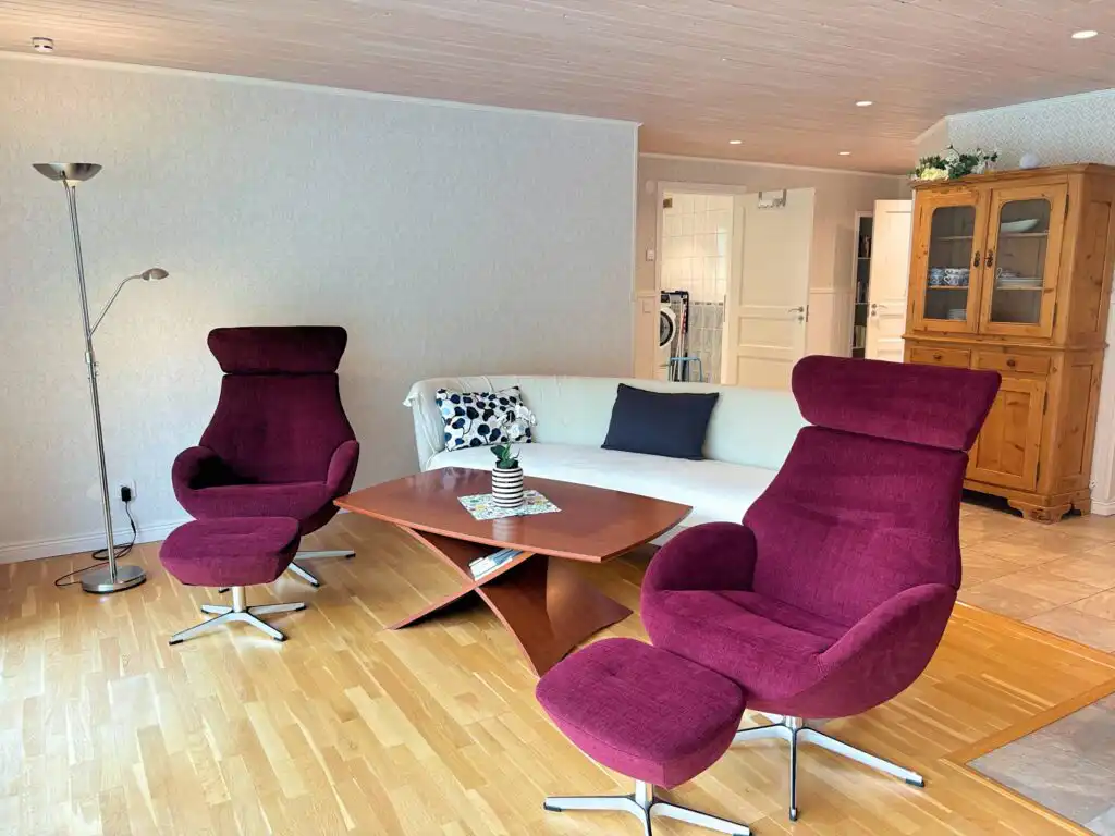 Gemütliche Sitzecke im Ferienhaus Blå Havet an der Ostsee