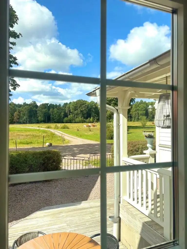 Ausblick ins Grüne vom Ferienhaus Linnéagården in Småland