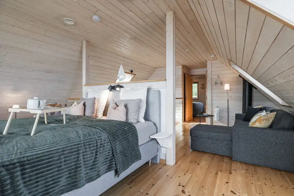 Schlafbereich im Haus Blankavik an der Ostsee